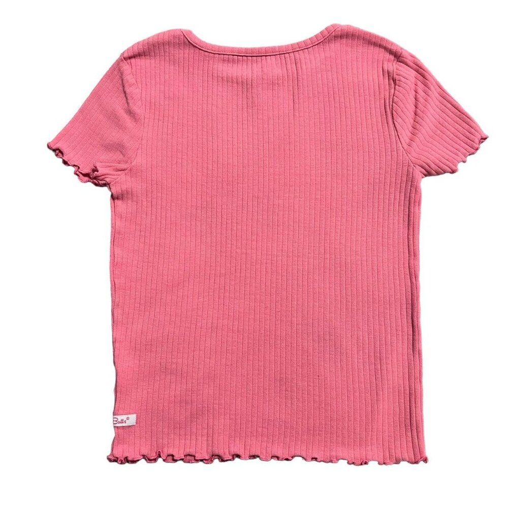RuffleButts 7Y Pink Ribbed Ruffles Pajamas Set - Picture 3 of 7